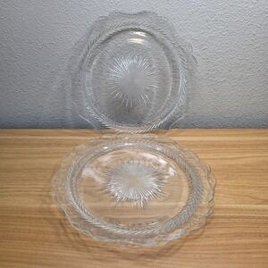 3‎ Vintage Jeannette Sunburst "Herringbone" Dinner Plate 9 3/8" Depression Glass